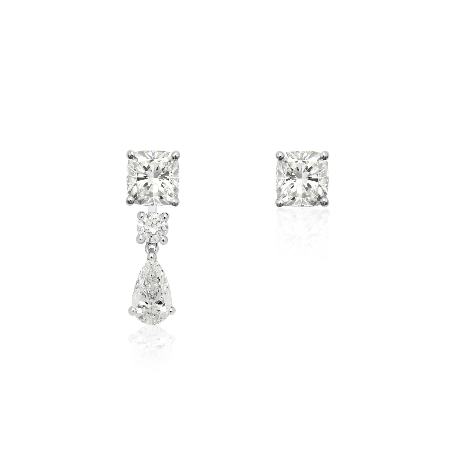 Aayraa’s detachable 1.00 ct Pear Drops with our Cushion solitaire studs
