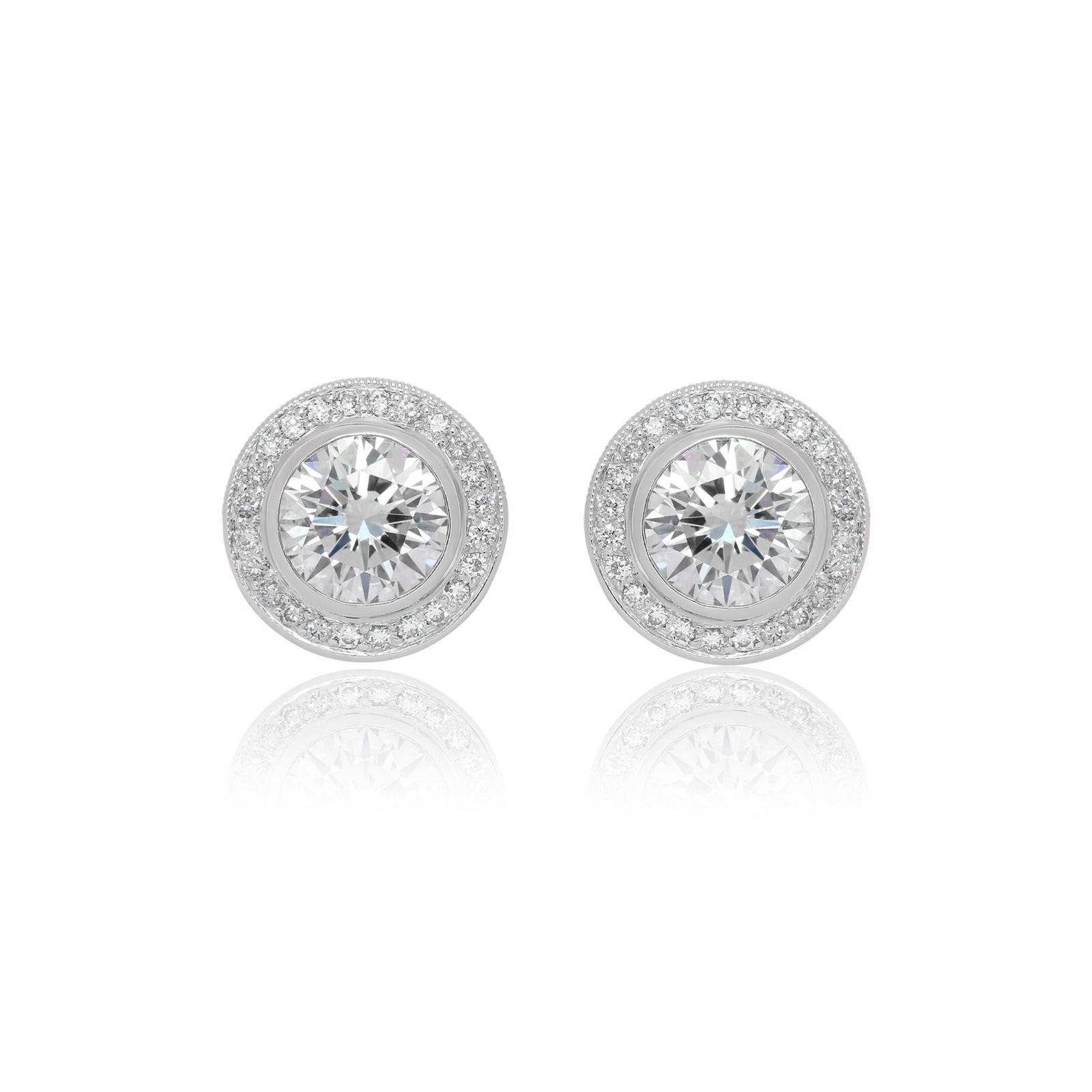 Round Solitaire with Halo Earrings