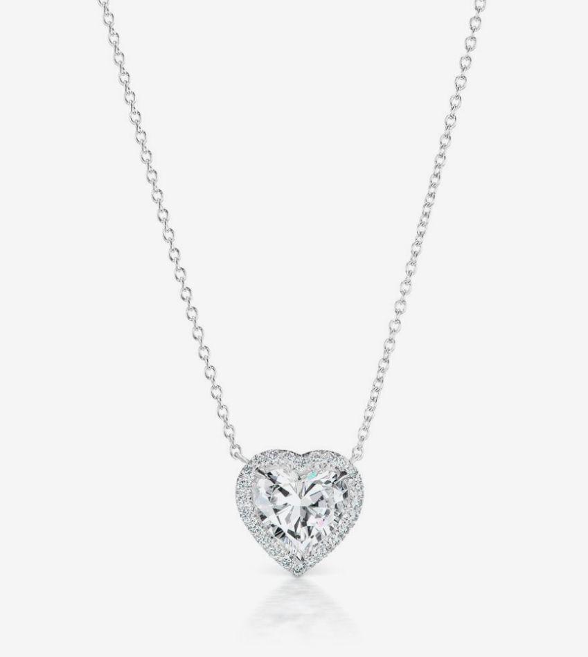 Heart Halo Solitaire Pendant