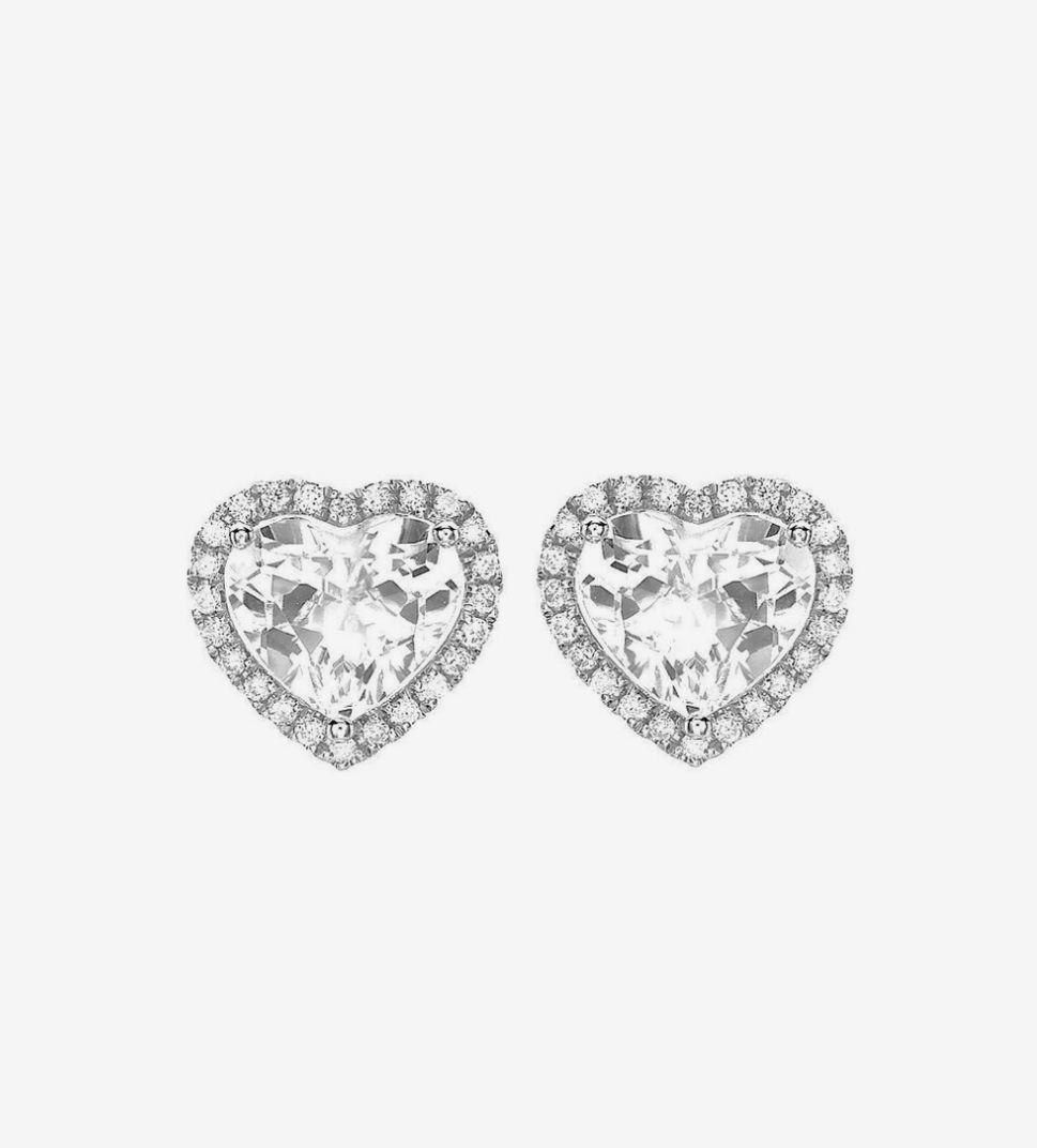 Heart Halo Solitaire Studs
