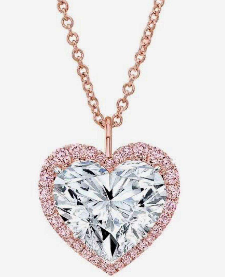 Heart Solitaire Pink Saphire Halo