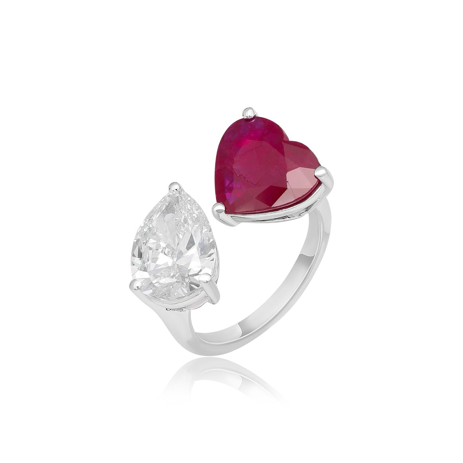 Pear Ruby Solitaire Ring