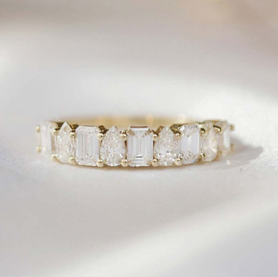 Pear and Emerald Eternity band