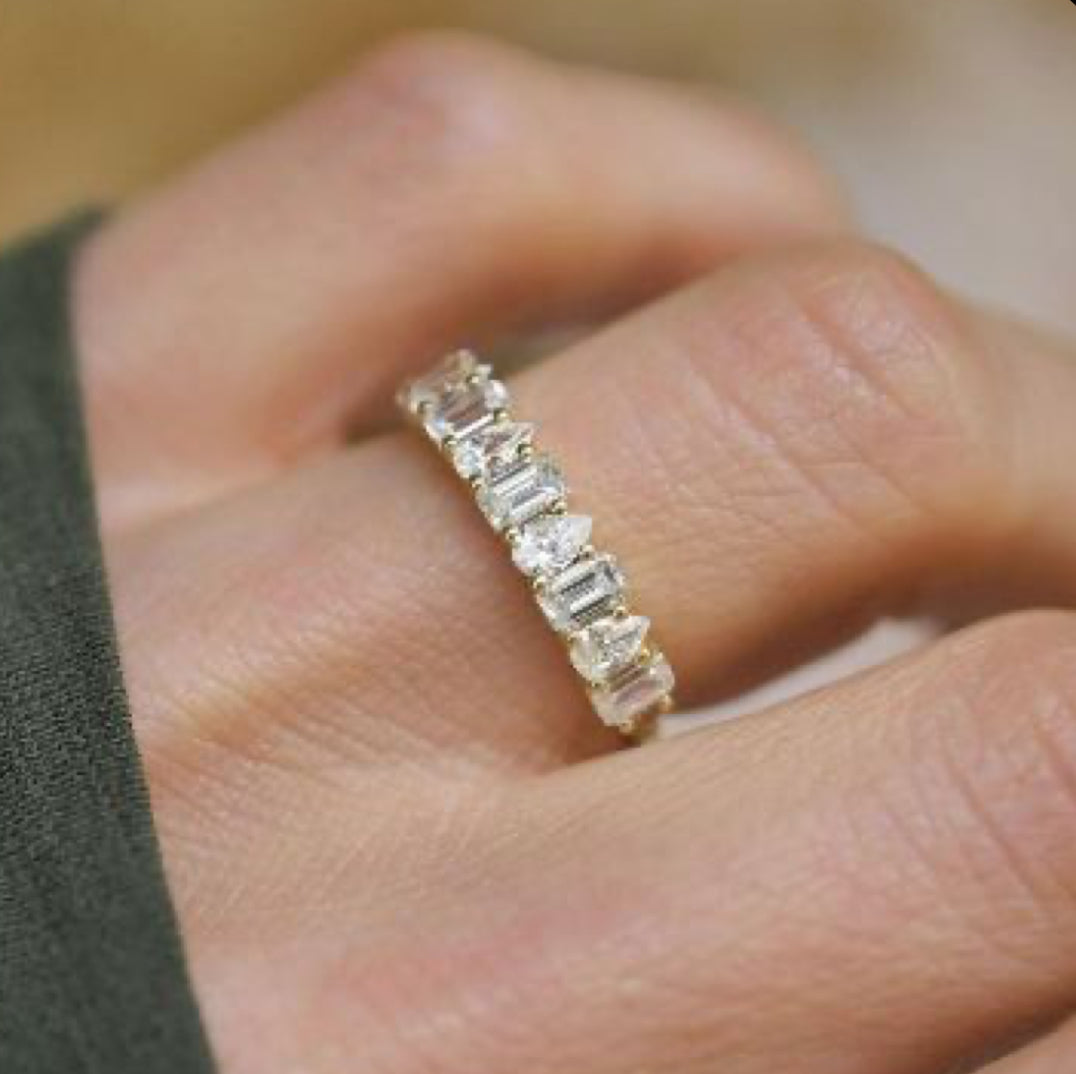 Pear and Emerald Eternity band