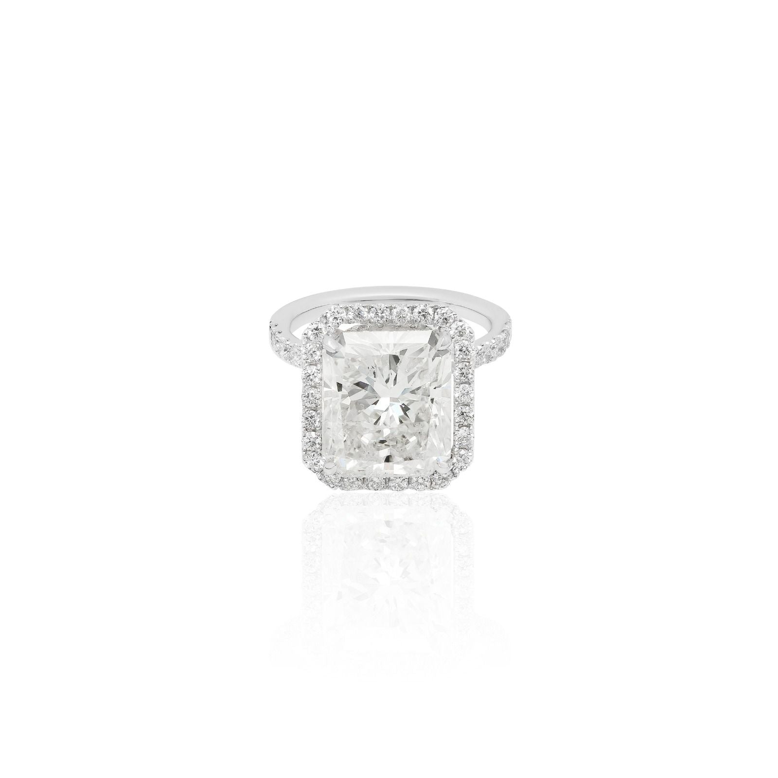 Longish Radiant Ring with Halo and pave band