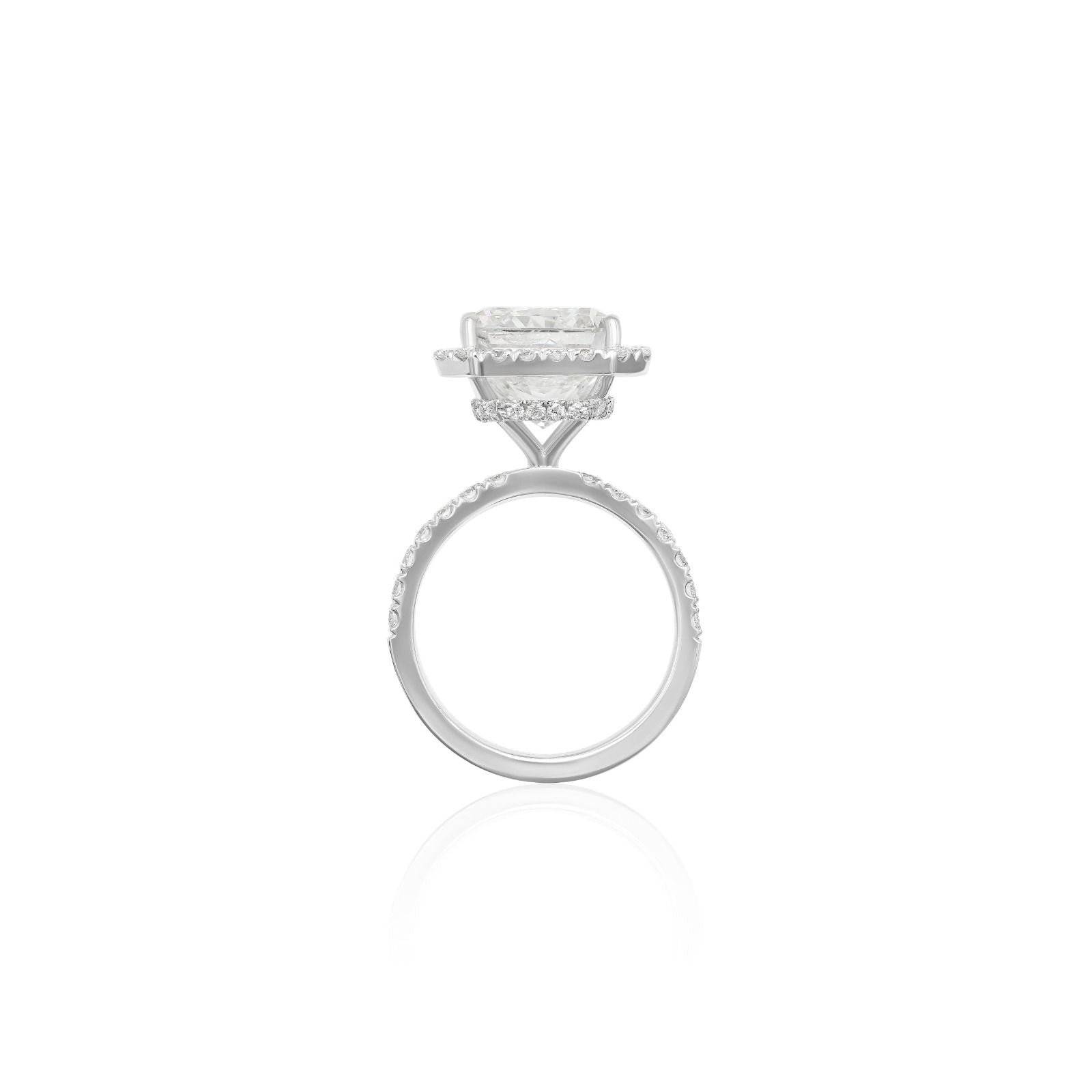 Longish Radiant Ring with Halo and pave band