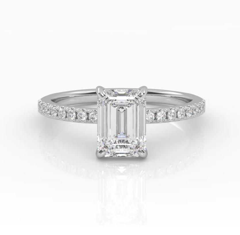 The Emarald Solitaire Pave Band Ring