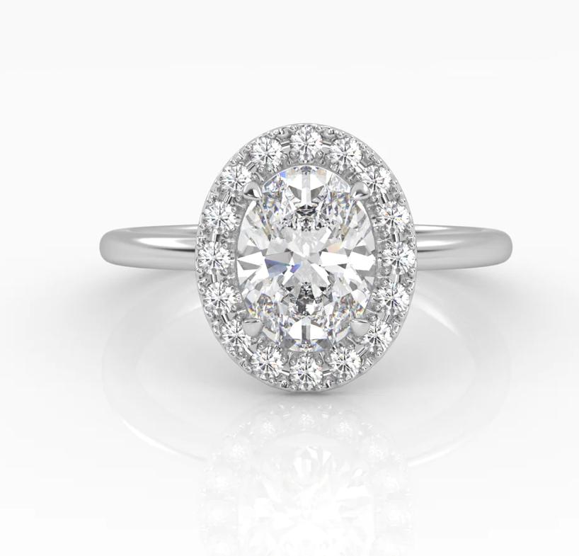 Oval Solitaire with Halo
