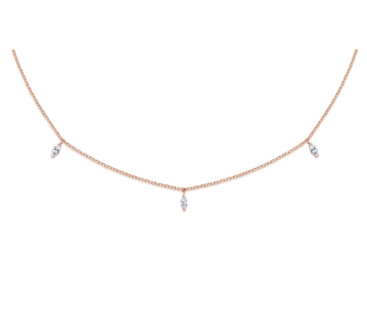 3 stone Marquise chain necklace